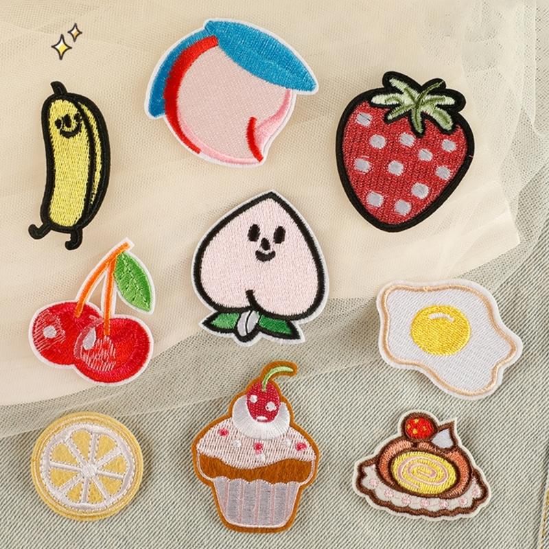 9 Pcs Fruit Series Iron On Patches Cake Repair Patches Strawberry Sewing Patches Embroidered Patches for Clothing Jeans