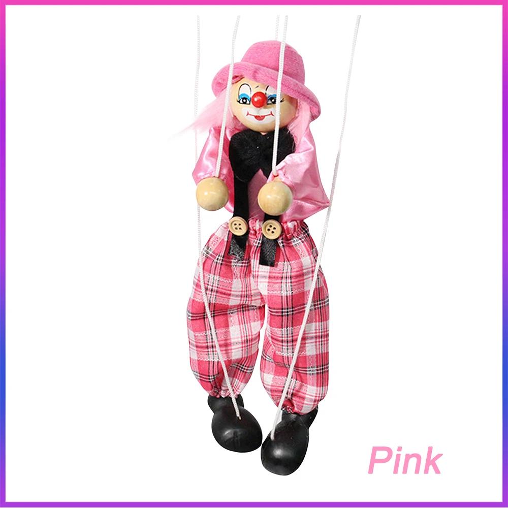 

Красочные марионетки на веревочке, винтажные клоуны, совместная деятельность, деревянные марионетки, фигурки для детей, раннее развитие, игрушка в подарок розовый