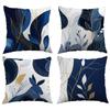 4pcs Set Outdoor Minimalist Geometric Line Art Golden Leaf Print Pillowcases, Single-Sided Print, Suitable for Garden, Patio, Hanging Chair, Bench, So