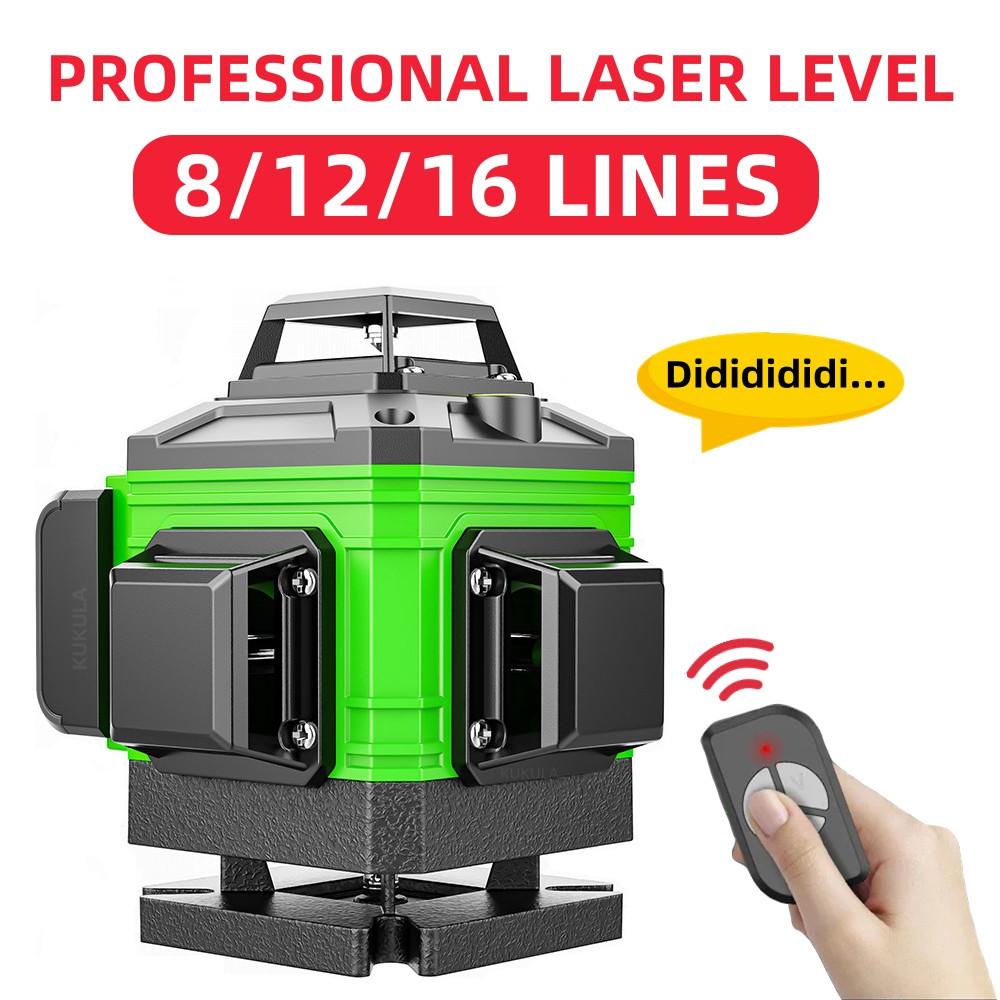 Vnitřní/venkovní profesionální laserová vodováha se zelenými liniemi 8/12/16 linií, vysoce přesné automatické samonivelační měřicí nástroje