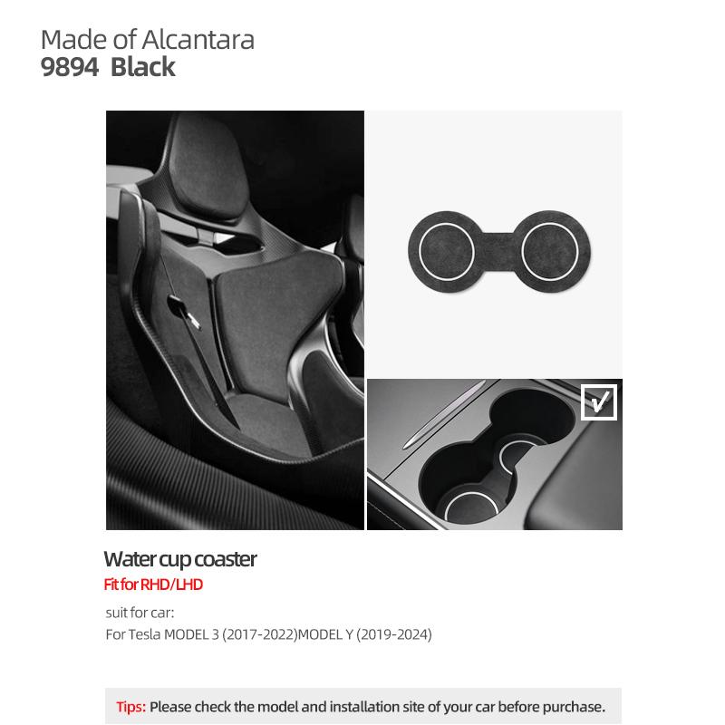 For Tesla 2018- Model 3 Highland Y Juniper Made of Alcantara Wireless Charge Panel Trim Sticker Cup Mat Car Interior Accessories