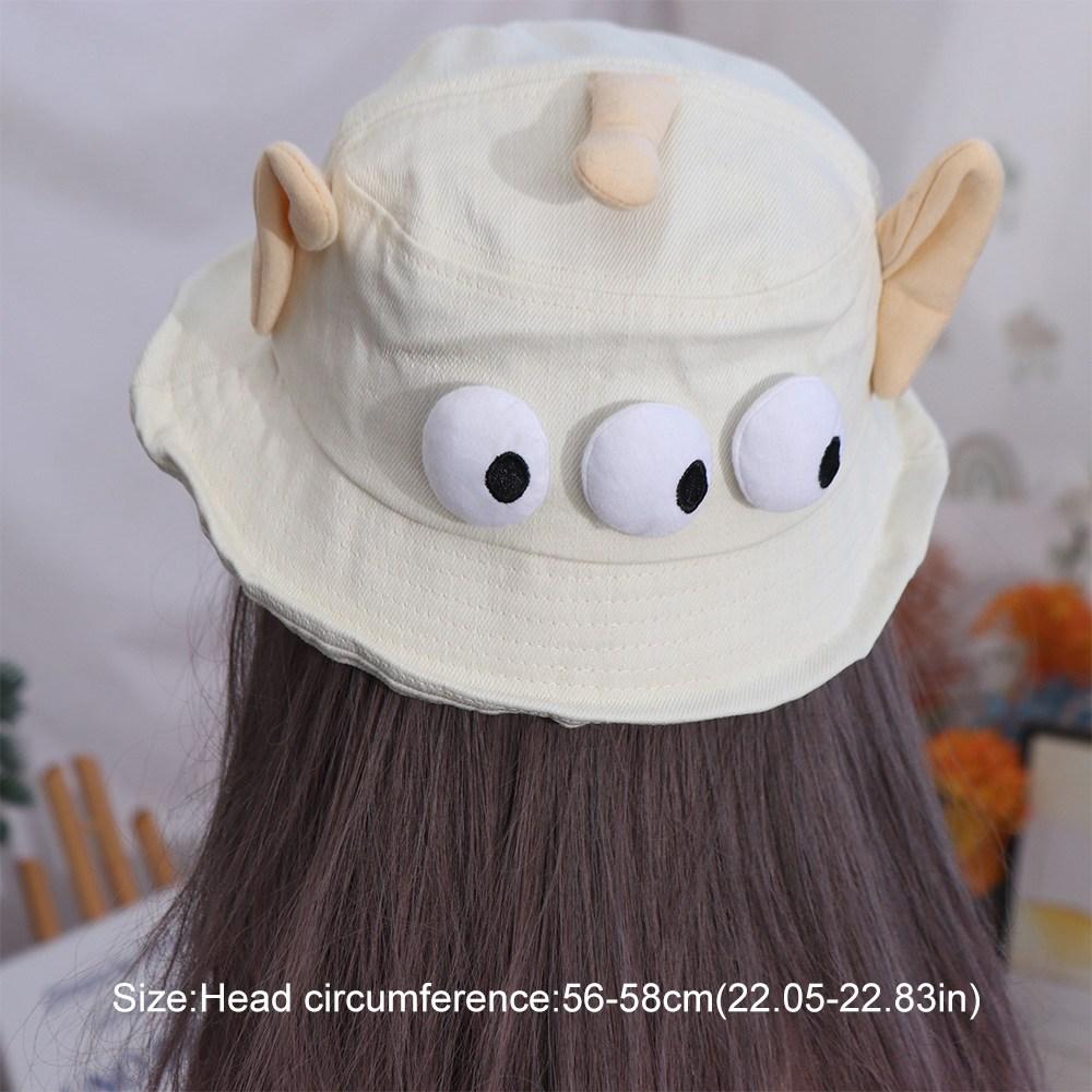 Foldable Three Eyes Bucket Hats Lightweight Cartoon  Sun Hat Fashion Big Ear Fisherman Hat  Outdoor