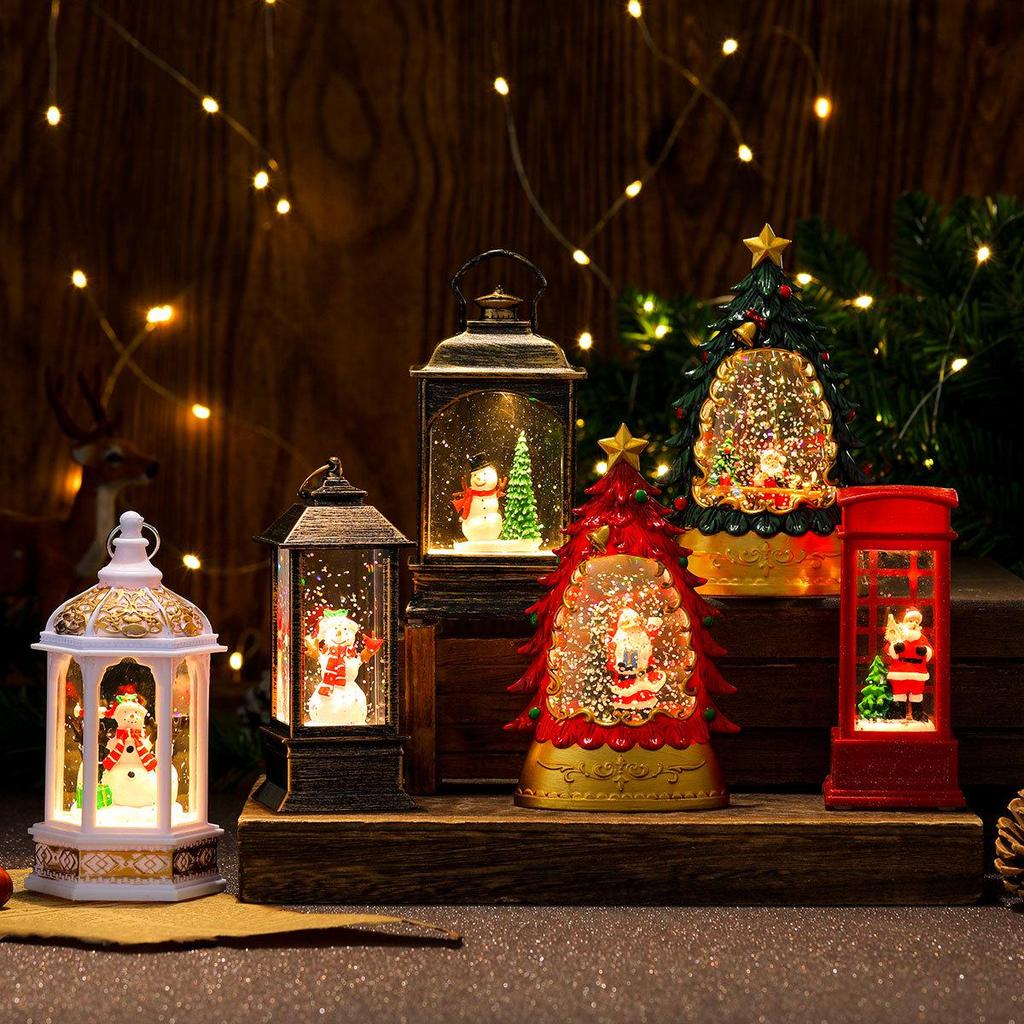 Leuchtendes Weihnachts-Telefonzellen-Ornament mit Öllampen-Szene zur Innendekoration