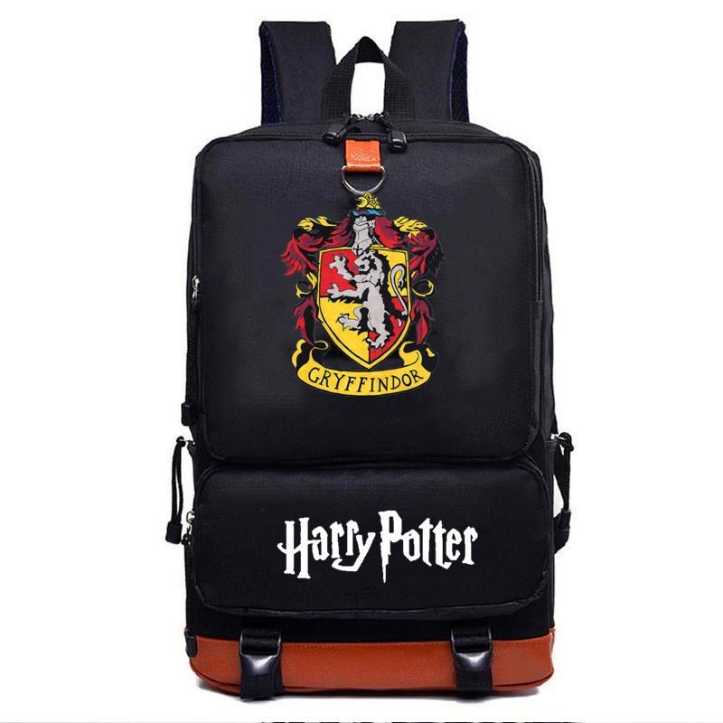 Stylish Harry Potter Print Canvas Backpack With Hidden Zipper Pockets