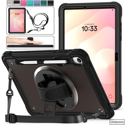 For Samsung Tab S11 11 Inch SM-X730 SM-X736B Shockproof Silicon PC Tablet Case Rotation Hand Shoulder Strap Stand Armor Funda