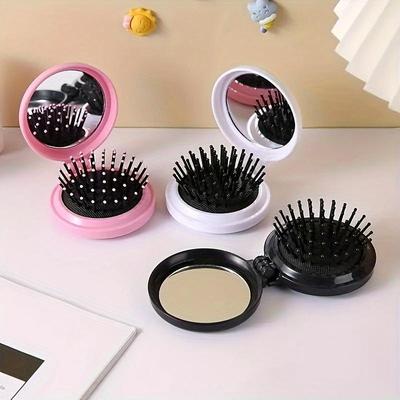 1PCS Small Comb With Folding Mirror Travel Portable Massage Folding Comb Women's Hair Brush Styling Tool