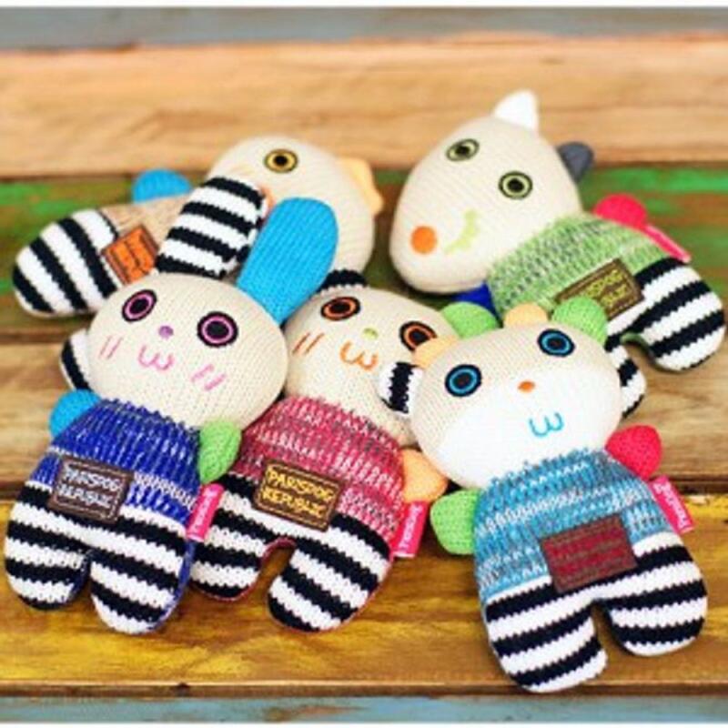 Toy Animal Knitted Doll Squeaky Tug Play W751A1C Animal Knit Toy