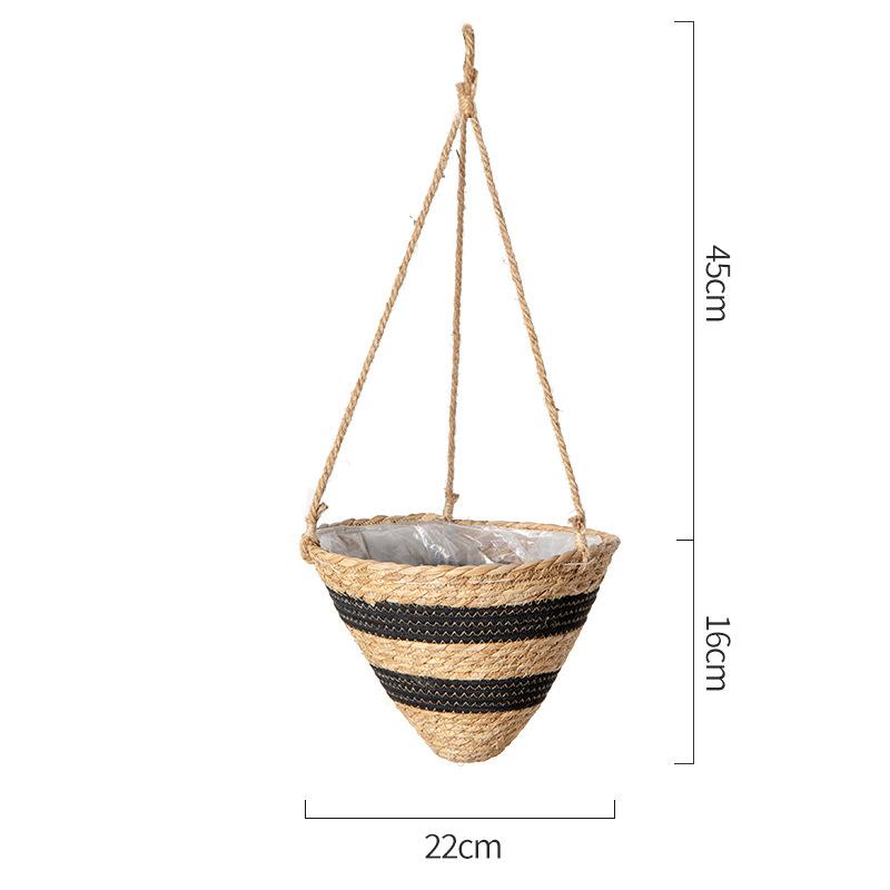 Rattan Woven Hanging Basket Flower Pot Handmade Straw Woven Plant Hangers Home Garden Decor Hanging Planter Flowerpot