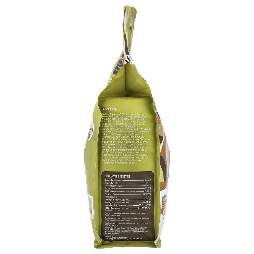 Winged Tiger™, Cat, Adult, Quail & Pumpkin, 1.36Kg (3Lbs)