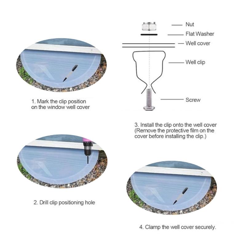 5Pcs Egress Window Well Cover Spring Clip Outside Basement Window Well Cover Install Retaining Clip Easy to Install