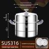 316 Stainless Steel Steamer Pot with Silicone Handle - Large Capacity Multi-layer Stew Basket