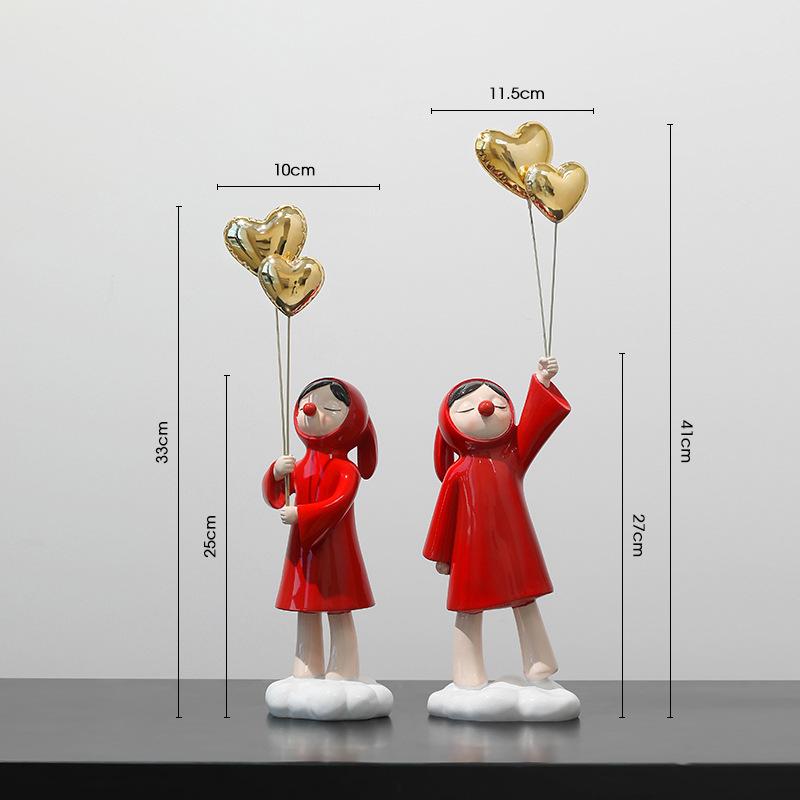 Creative Balloon Girl Home Decoration Living Room TV Cabinet Porch Light Luxury Decoration Office Desktop Decoration