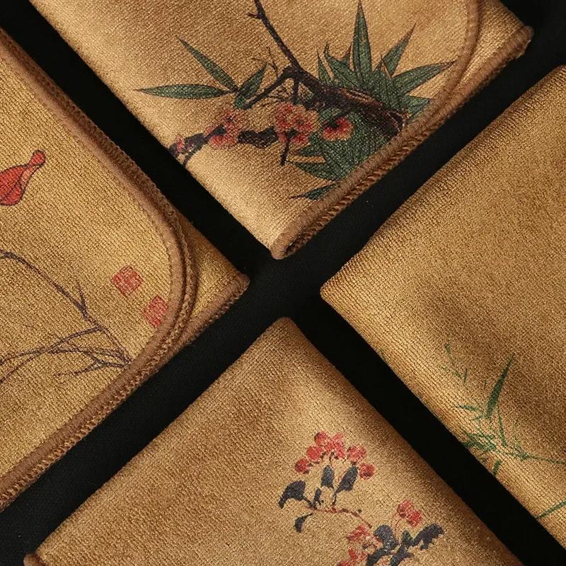 Painted Tea Towel  Absorbent Rag Thickened Table Cleaning Tea Cloth Cotton Household Kitchen Cleaning Cloth Dish Cleaning Towels