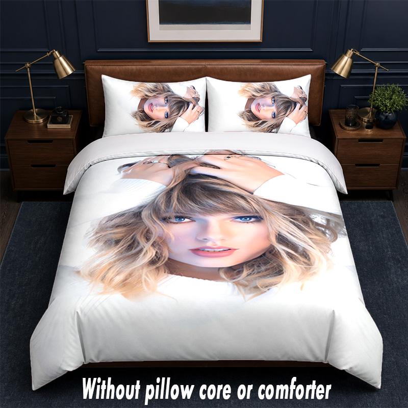 Set Biancheria da Letto Design Taylor Swift 1 Copripiumino + 2 Federe Morbido Traspirante Biancheria da Letto per la Casa