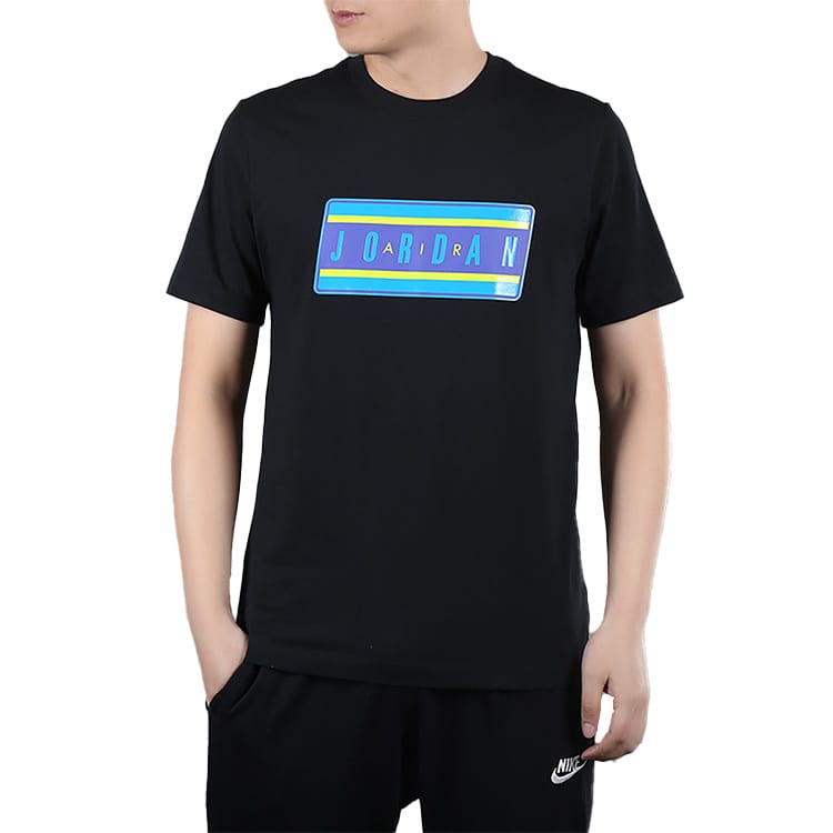 Jordan T Shirts Men's Black Crew Neck Moderate Straight Fit CJ6247-010