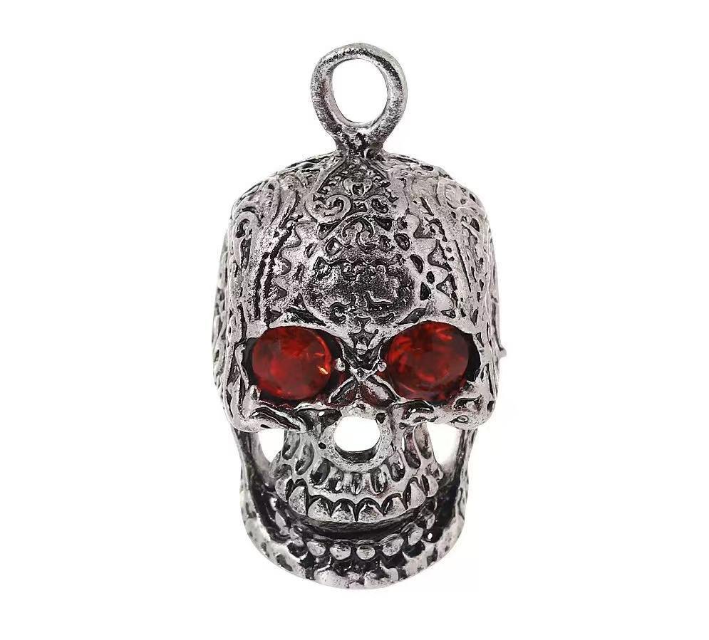 Retro Red Diamond Skull Pendant Necklace - Halloween Punk Style Hip Hop Accessory