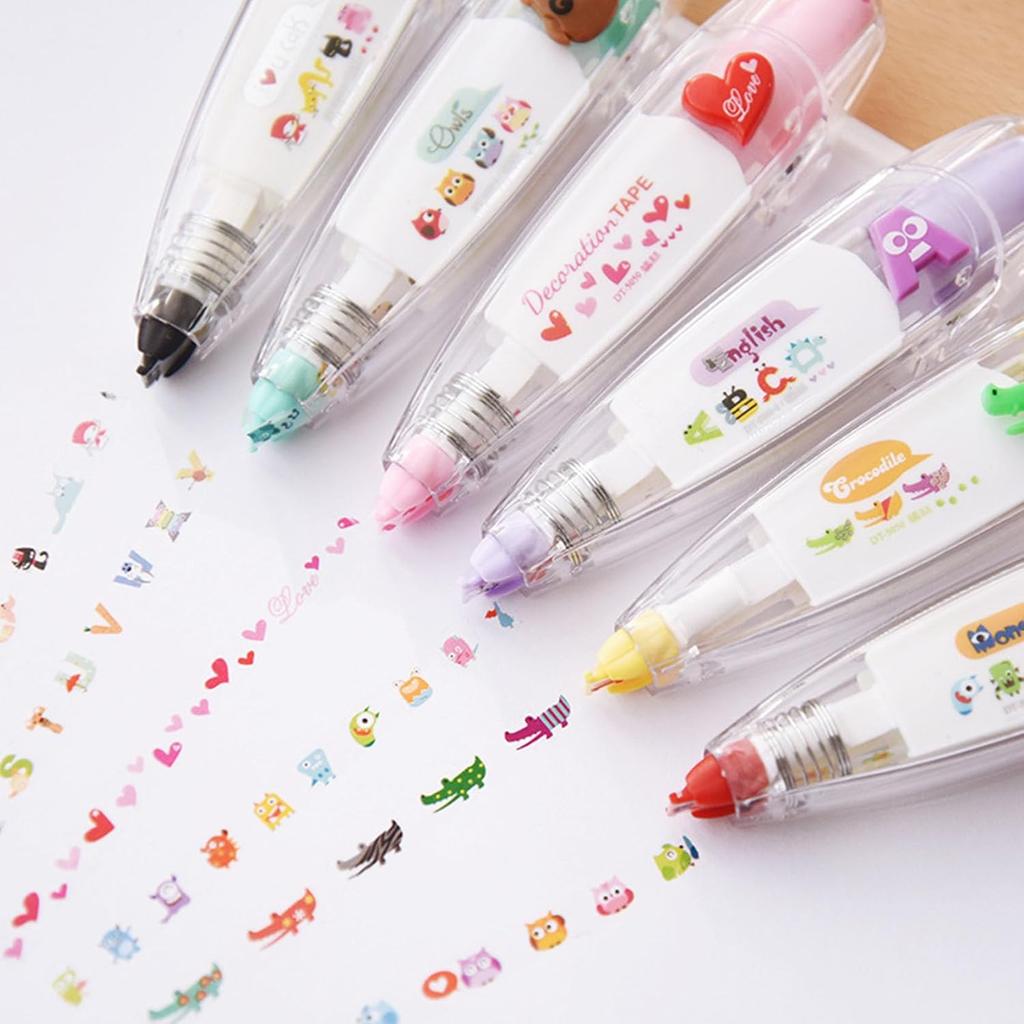 DIY Lace Decoration Tape Pen, Cute Erasers Decorative Pens, Scrapbooking Stickers Diary Decor Tape, Lace Correction Tape Roller Pen, Creative Cartoon