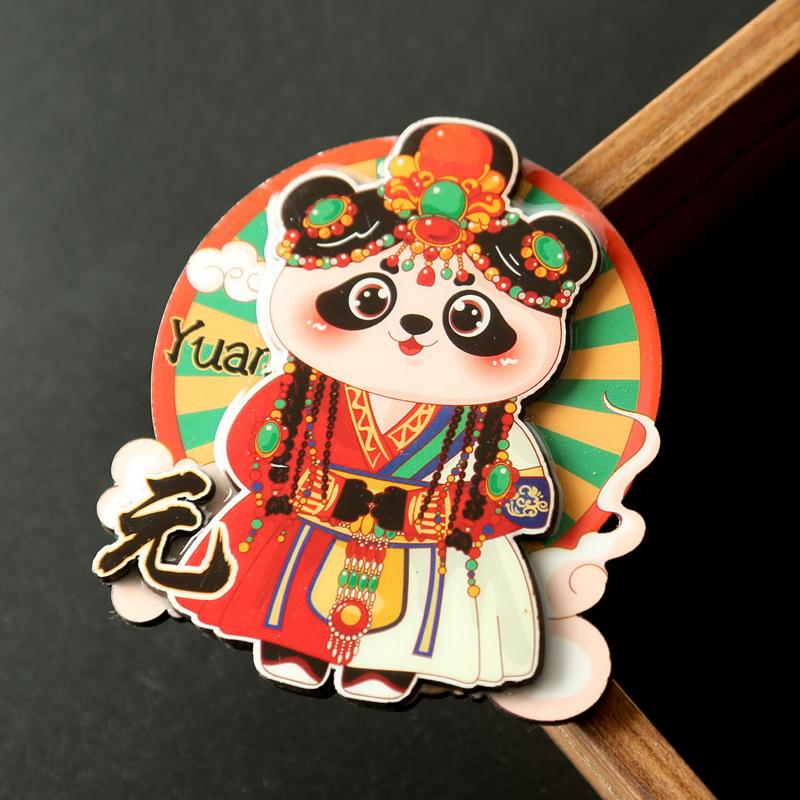 Cartoon Cute Panda Refrigerator Sticker Chinese Style 3d Cartoon Refrigerator Magnet Resin Fridge Magnet for Kitchen Decoration