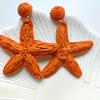 Starfish Raffia Woven Flower Stud Earrings - Seaside Resort Style Spring/Summer Accessories