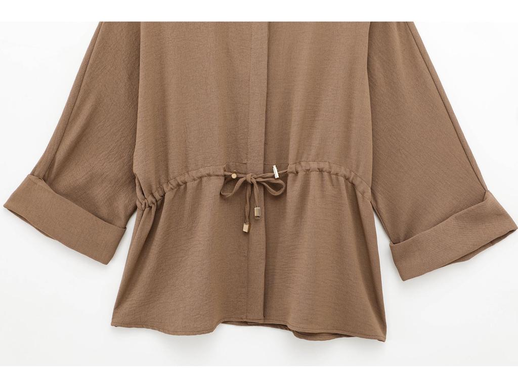 2025 Spring Women's European & American Style Long Sleeve Lapel Shirt with Casual Pants