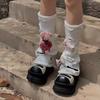 Aesthetic Vintage Ripped Hole Knitted Leg Warmer for Women Harajuku Streetwear Punk 3D Bloody Bear Leg Sleeve Cover