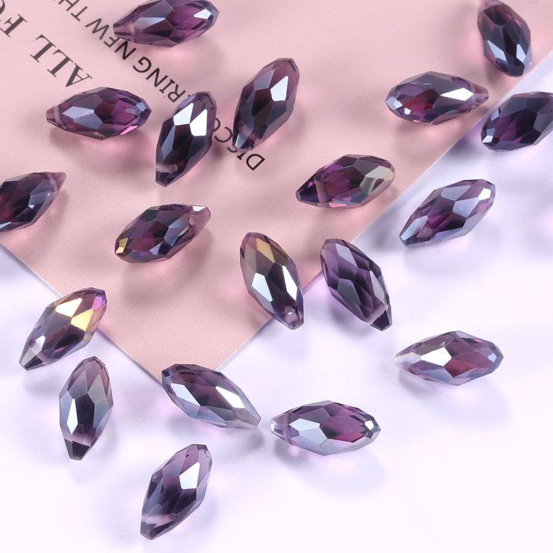 50 Stück Mehrfarbige Kristall-Tropfenperlen mit Kreuzloch Wassertropfen Facettierte Glasperle zur Schmuckherstellung Halskette Armband Ohrring DIY