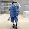 Conjunto de Ropa Casual de Verano para Niños Adolescentes Camisa y Pantalón Corto de Mezclilla Conjunto de 2 Piezas Adolescentes Niño Ropa Fresca Urbana Traje
