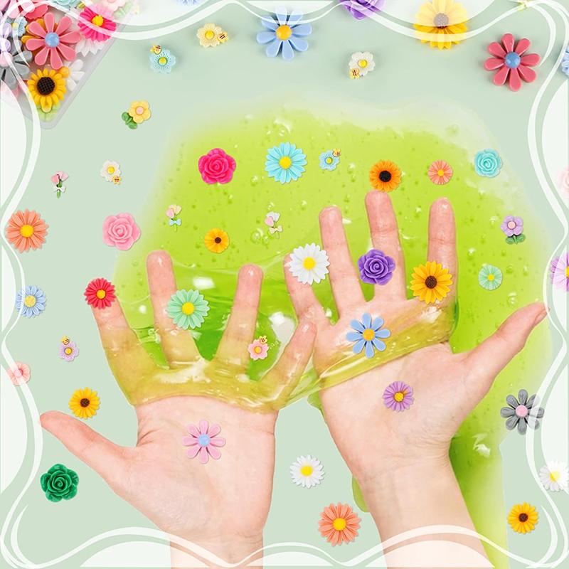 WTEMPO Mini Harzblumen Nailart Dekorationen Niedliche Winzige Flatback Harzblumen Schleimanhänger für DIY Bastelarbeiten Mikro-Landschaft Deko Kleine Accessoires