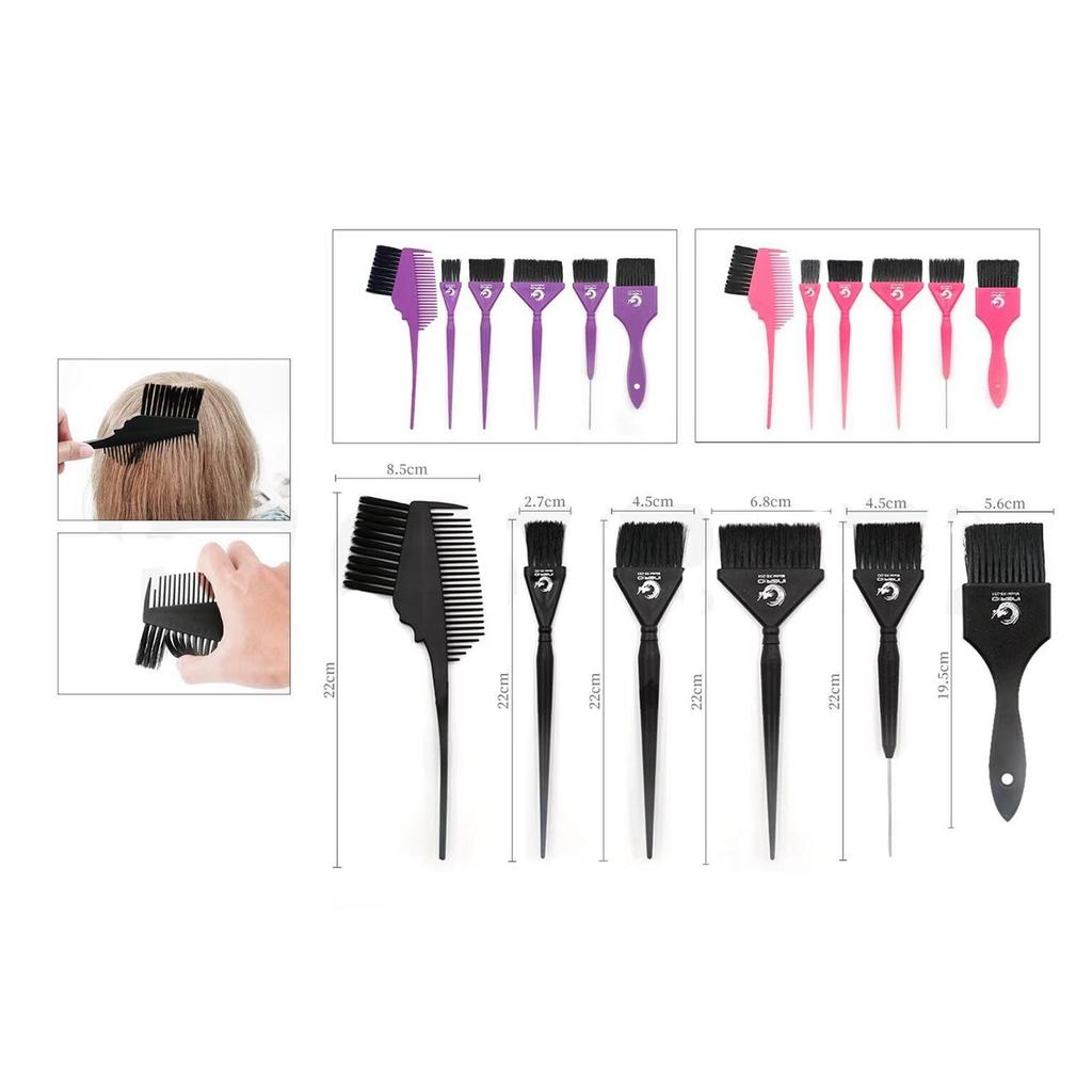 6Pcs Hair Dye Color Brush Set Hair Dying Brush Hair Coloring Brush Hair Dye Brush Set Mixing Comb for Home or Salon