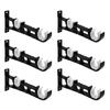 Pack of 6 Black Double Curtain Rods Wall Brackets Metal Holders for 25mm Poles Drapery Track Rails Hangers Brackets