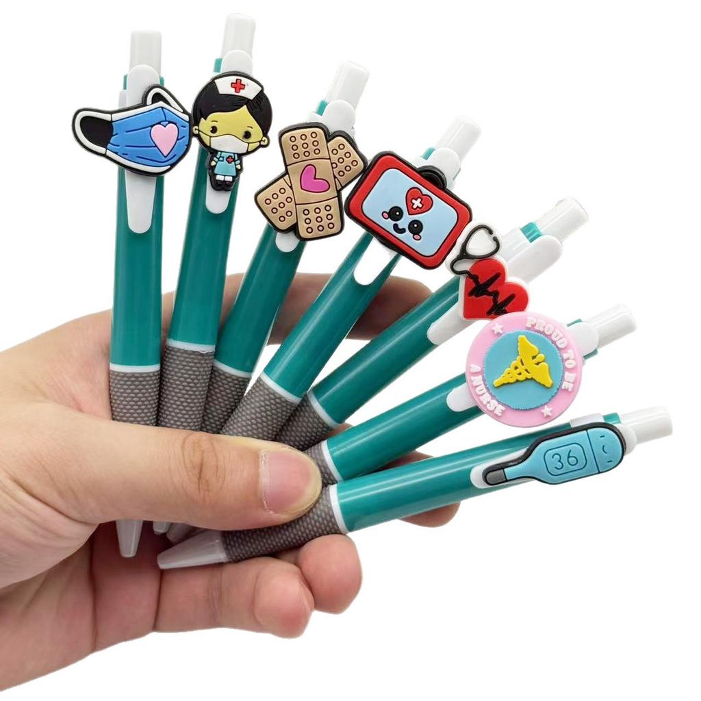 10Pcs Round Ballpoint Pens, Turquoise Medical Series Gel Pens, Suitable for Doctors, Nurses and Students, Halloween Christmas Party Stationery Supplie