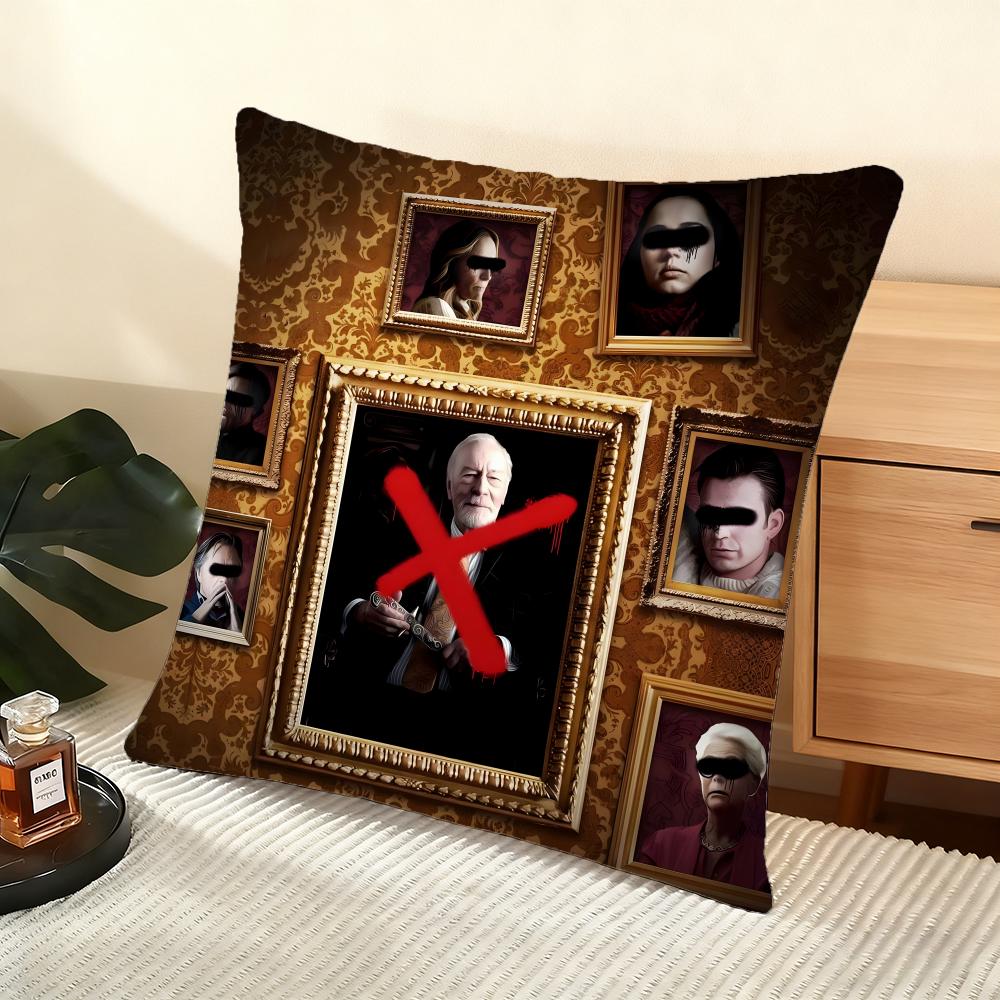 Kissenhülle seidiger kurzer Plüsch für Sofakissen zu Hause - Verdeckter Reißverschluss Heimdekoration Knives Out Film