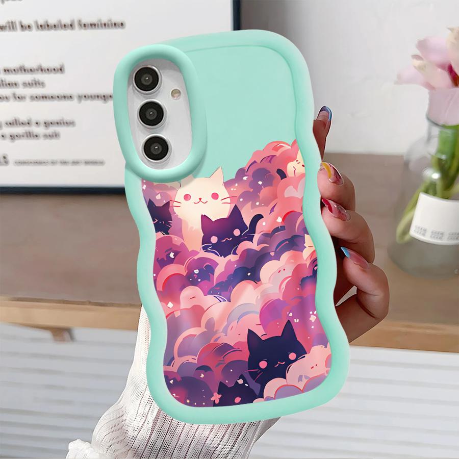 Black Cat Starry Night Case for Samsung Galaxy A15 A13 A12 A16 A52 A21s A11 A14 Soft Phone Cover A53 A06 A23 A04 A05 A22 A03 A33