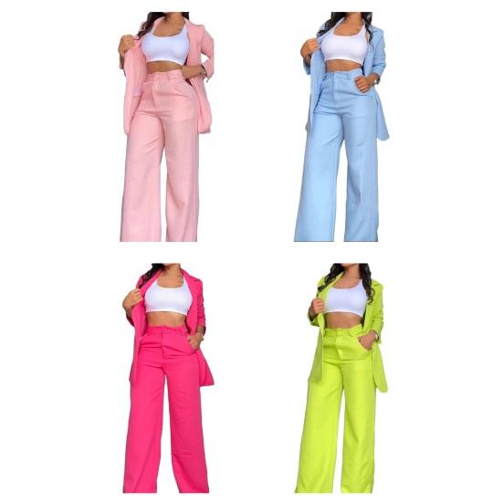 Women's Two Piece Suit Business Outfit Casual Blazer Jacket And Wide Leg Dressy Pants Set Formal Office Work Sets