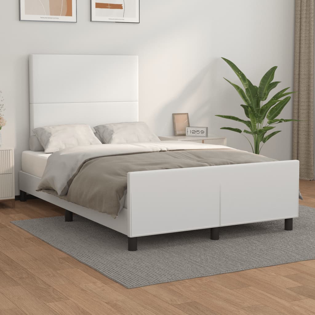 Bed Frame with Headboard White 120 x 200 cm Faux Leather
