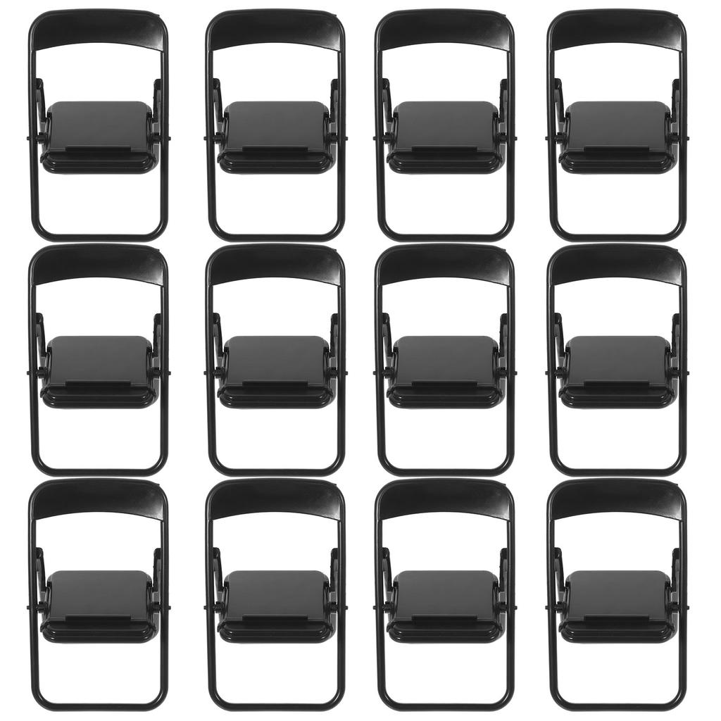 12 Pcs Folding Chair Miniature Simulation Furniture House Ornament Model Models Landscape Plastic Mobile Holder