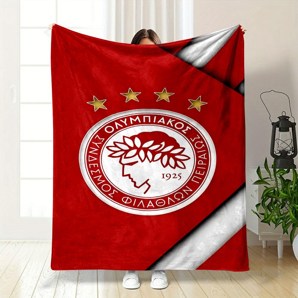 Olympiacos Logo Design Blanket print blanket soft and cozy perfect for the living room bed sofa or a nap,gift