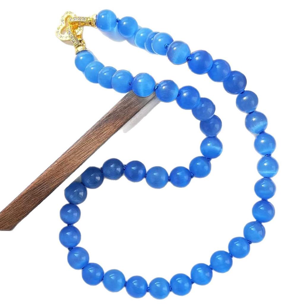 Vintage Faux Royal Blue Opal Clavicle Chain Necklace