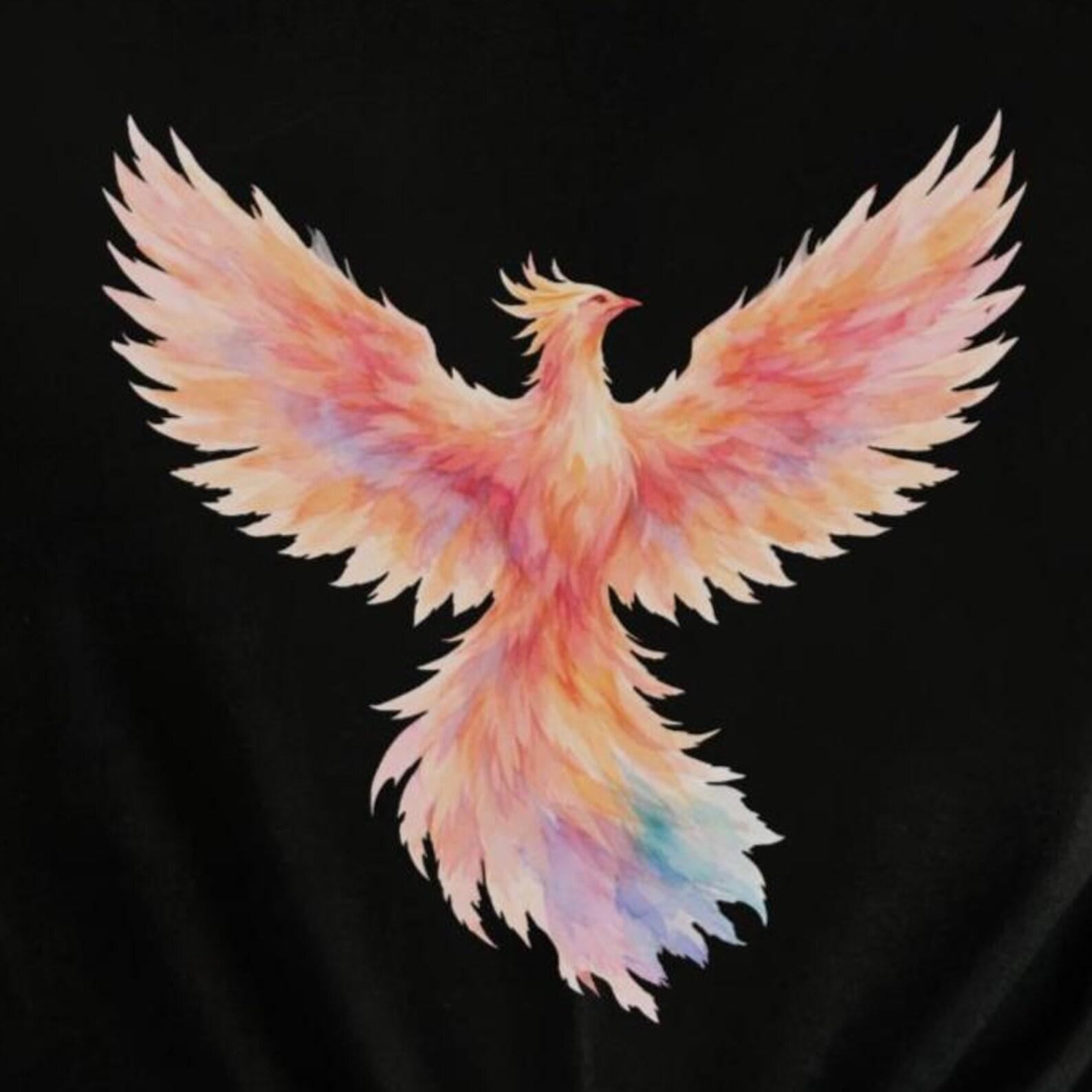 Watercolor Phoenix Shirt | Rebirth & Resilience Fantasy Art Tee | Mythical Firebird Gift 2XL