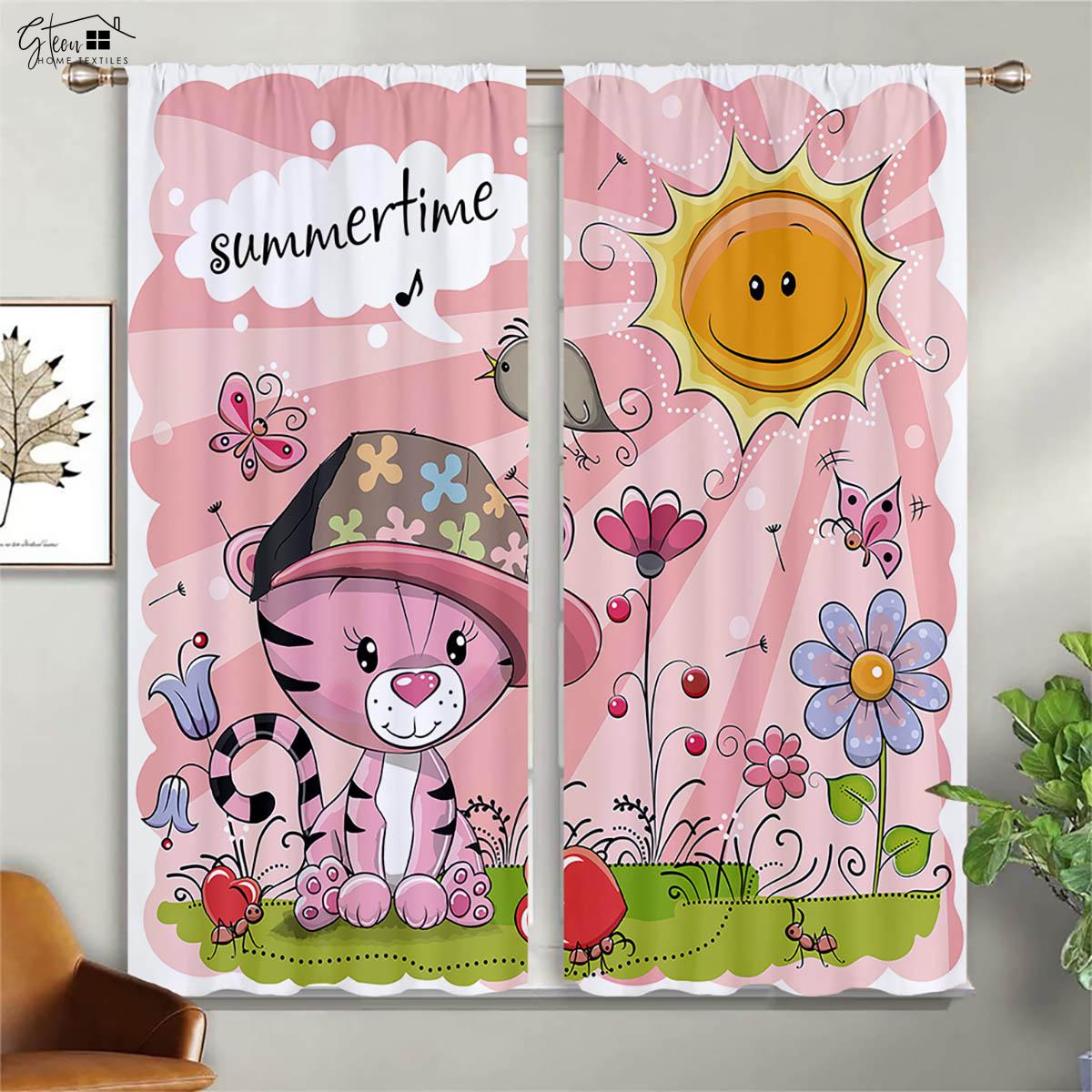

Cute Bear Cartoon Printed Window Curtains Perfect for Living Area Study Room Children s Room Window Decor Curtains Easy To Wash And Care Q25968QQ-W100xH130(CM) folio&Rod pocket