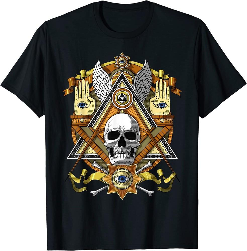 Masonic Skull Freemason Illuminati Eye Esoteric Conspiracy T-Shirt XXXL
