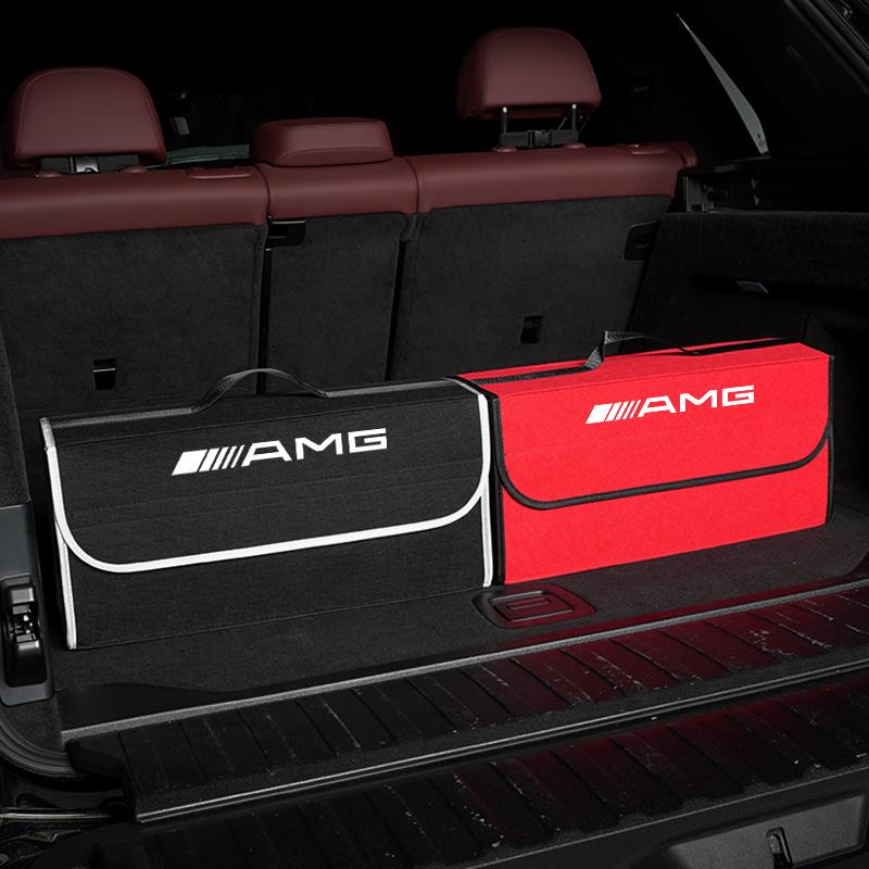 AMG Car Trunk Organizer Box Large Capacity Folding Storage Bag For Mercedes Benz AMG A B C E G W204 C260 E300L A200L GLC300 CLA