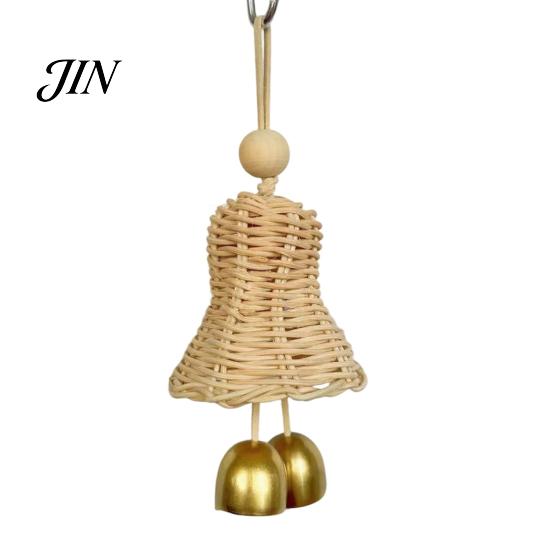 Rattan Bell Bird Chew Toy Woven Parrot Toy, Chewing with Mental Stimulation Bells or Balls, Cage Accessories for Cockatiels Budgies Small Medium