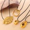 2025 Winter Fashion 18K Gold Stainless Steel Geometric Stackable Sweater Chain with Colorfast Black Rope for Women