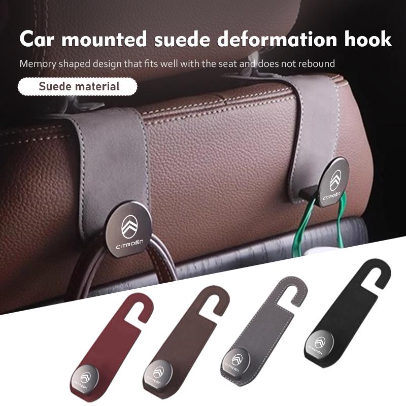 AAMA1 Hidden Car Back Seat Hook Headrest Suede Soft Hanging Hook For Citroen Jumper Celysee Cactus Picasso Aircross Saxo Grand