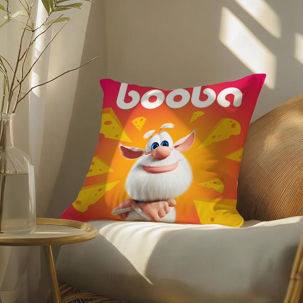 Cute Fourbob-Booba Cushion Cover Soft Short Plush Pillow Cover Smooth Cozy Texture Aesthetic Cushion Case Home Decor