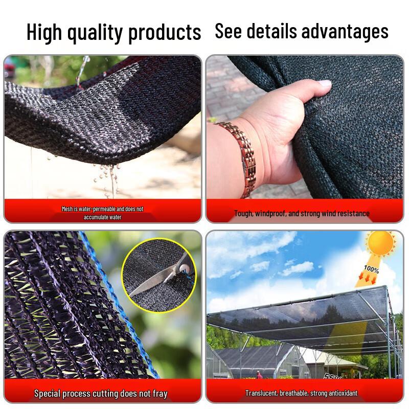 HEIXIE Black 8-Pin Heavy-Duty Shade Net Roll