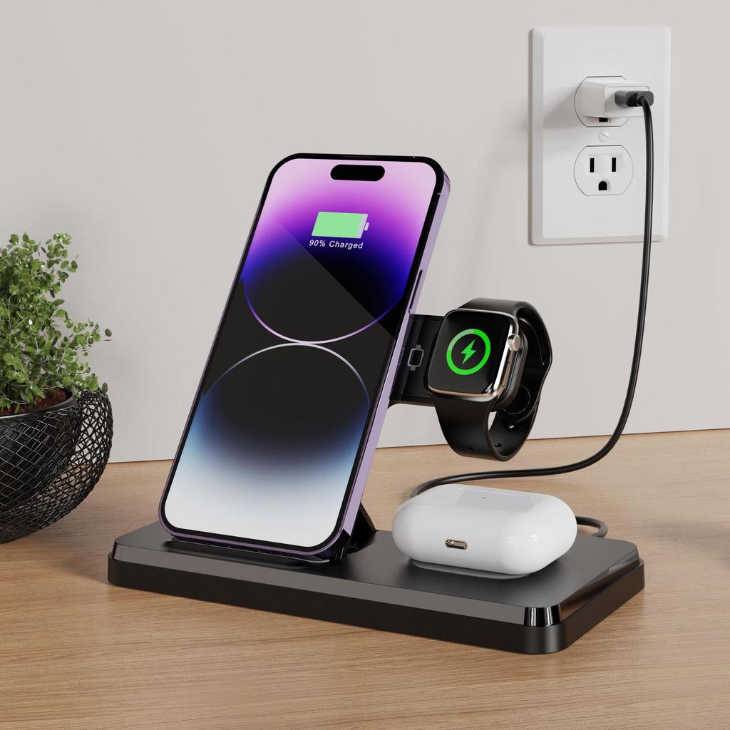 3-in-1 15W Wireless Charger for iPhone and Apple Watch