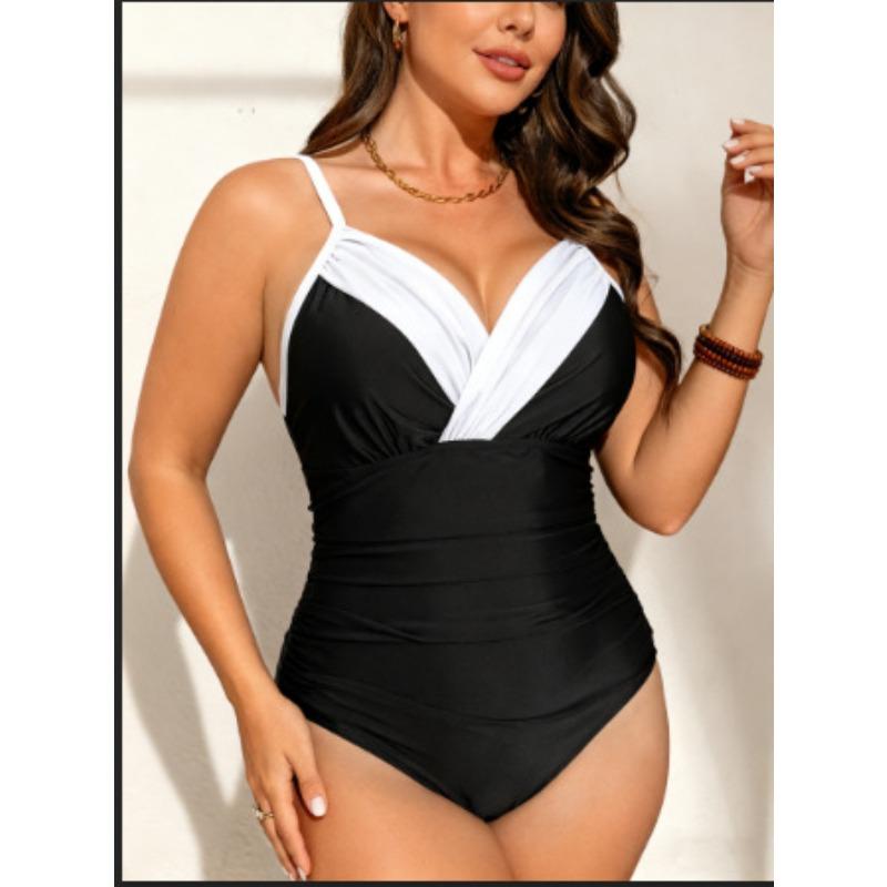 New European and American Large-size One-piece Hot Spring Vacation, Conservative Swimsuit, Conservative Belly Swimsuit 0XL