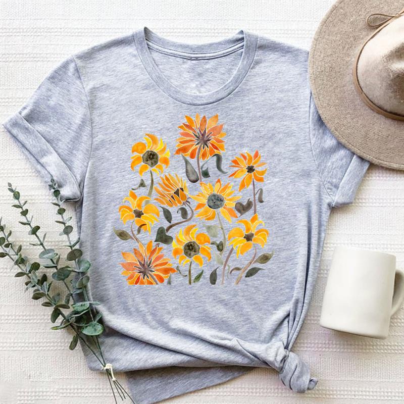 

Одежда Повседневная с коротким рукавом 90-х годов Прекрасный сладкий стиль Тенденция с цветочным принтом Женская женская футболка с графическим принтом Футболка Топ Модная футболка XXL